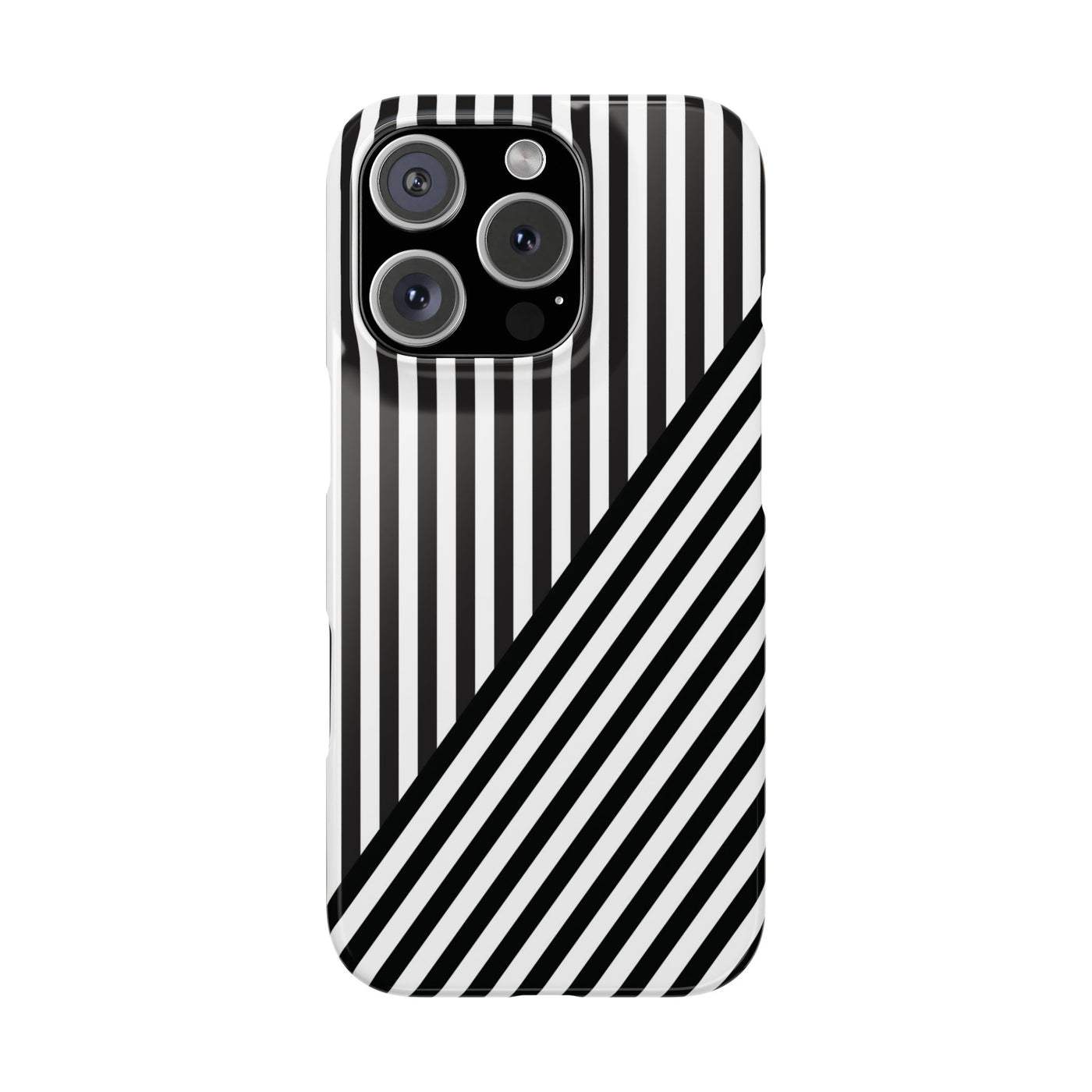 Aesthetic Black White Stripes Cute Phone Case Sleek Snap - For iPhone 17 Pro Max iPhone 16 Pro iPhone 15 Iphone 14 Plus 13 Pro 12 11 10 Gift - Studio40ParkLane