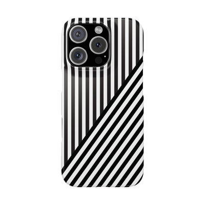 Aesthetic Black White Stripes Cute Phone Case Sleek Snap - For iPhone 17 Pro Max iPhone 16 Pro iPhone 15 Iphone 14 Plus 13 Pro 12 11 10 Gift - Studio40ParkLane