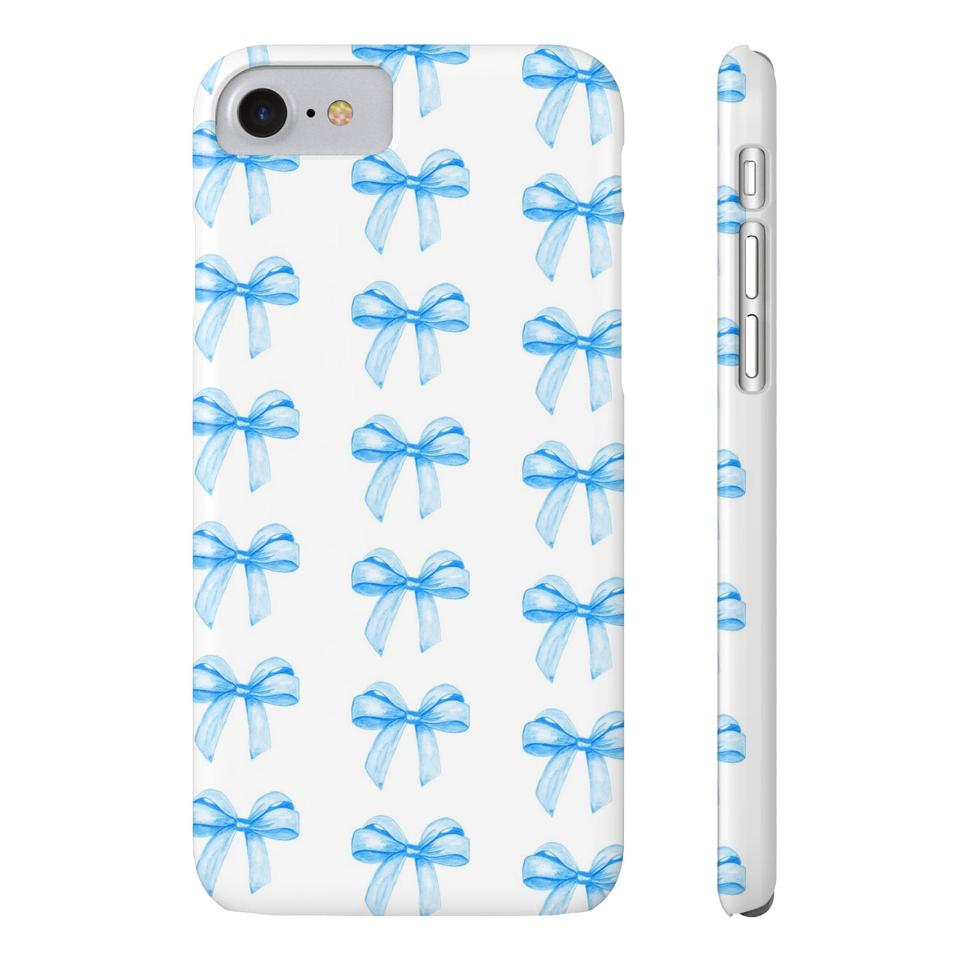 Slim Blue Bows Cute Phone Cases for Iphone 16 Pro Max | iPhone 15 Case | iPhone 15 Pro Max Case, Iphone 14, Iphone 14 Pro Max, Iphone 13 12 11 8 7