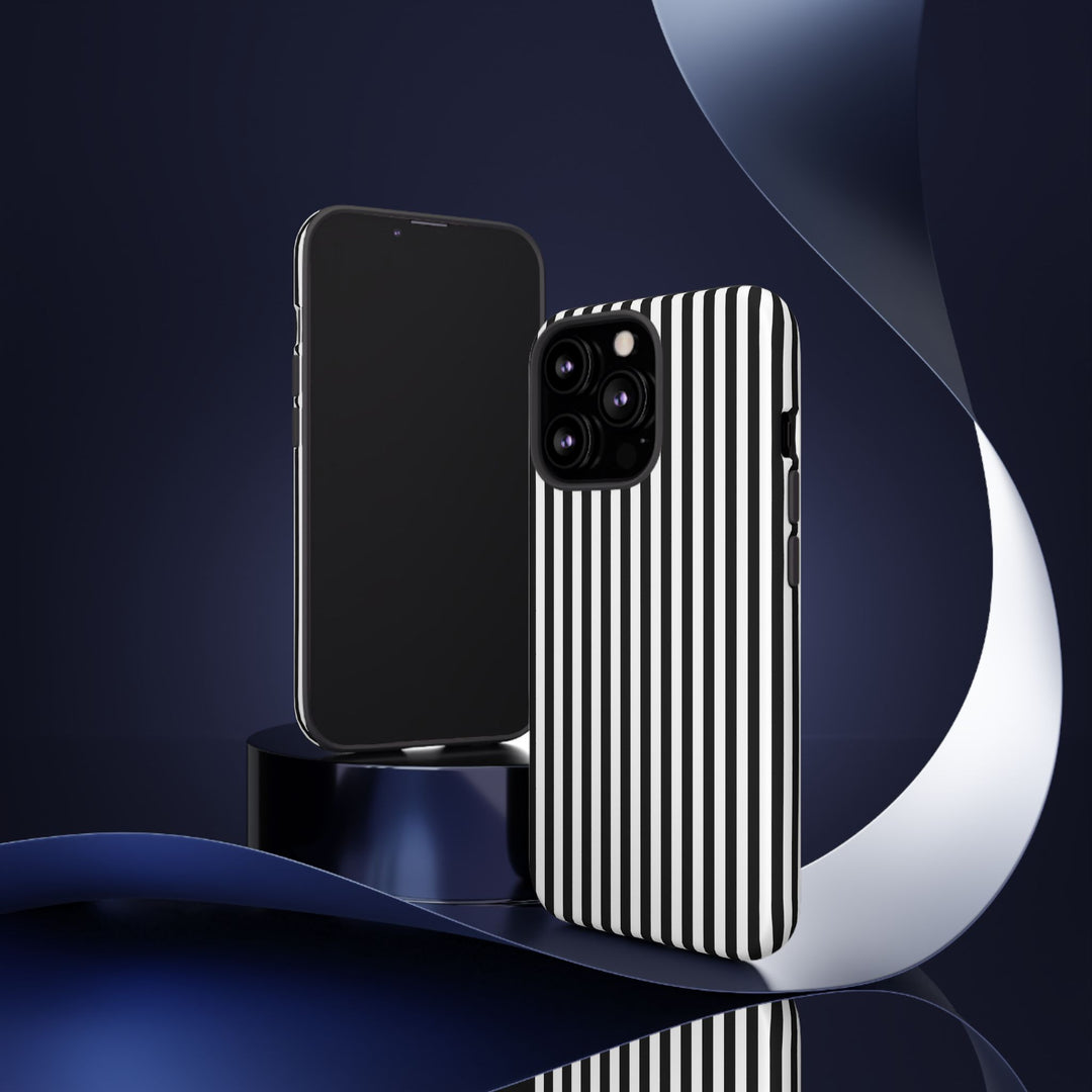 Tough Premium Black White Stripes Phone Case Gift for Her - For Apple iPhone 16 Pro Max 16e iPhone 15 Pro iPhone Iphone 14 Plus 13 Pro 12 SE XR - Studio40ParkLane