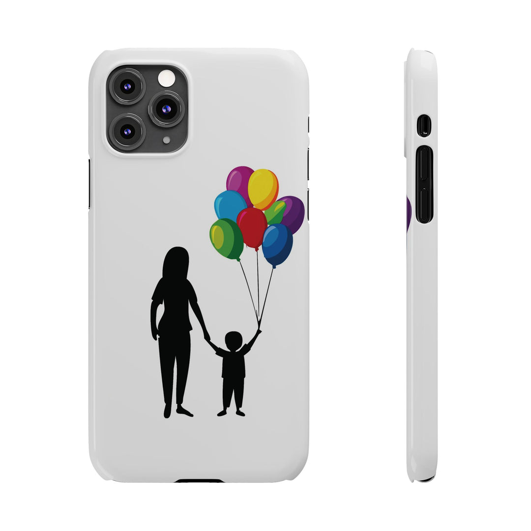 Slim Mother Child Balloons Gift for Her Cute Phone Cases for Iphone 16 Pro Max | iPhone 15 Case | iPhone 15 Pro Max Case, Iphone 14, 13, 12, 11, 10, 8, 7 - Studio40ParkLane