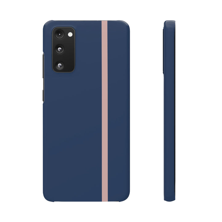 Sleek Navy Blue Pink Stripe Snap Phone Case for iPhone 18 17 16 15 14 13 Pro Max, Samsung Galaxy S26 S25 Ultra Lightweight Cute Phone Case - Studio40ParkLane