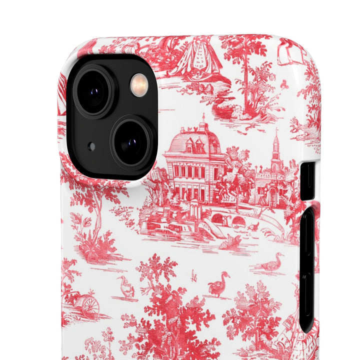 Snap French Toile Personalized Initial Custom Gift for Her Cute Phone Cases for Samsung S24, S23, S22, S21, S20, Plus and Ultra and Iphone, 16, 15, 14, 13, 12, 11. 10 - Studio40ParkLane