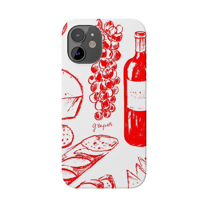 Slim Cute Phone Cases for Iphone | iPhone 15 Case | iPhone 15 Pro Max Case, Iphone 14, Iphone 14 Pro Max, Iphone 13, French Food Wine Red - Studio40ParkLane