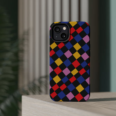 Aesthetic Colorful Checkerboard Tough Magsafe Phone Case - For iPhone 17 Pro Max iPhone 16 Pro iPhone 15 Iphone 14 Plus 13 Pro 12 11 Gift - Studio40ParkLane