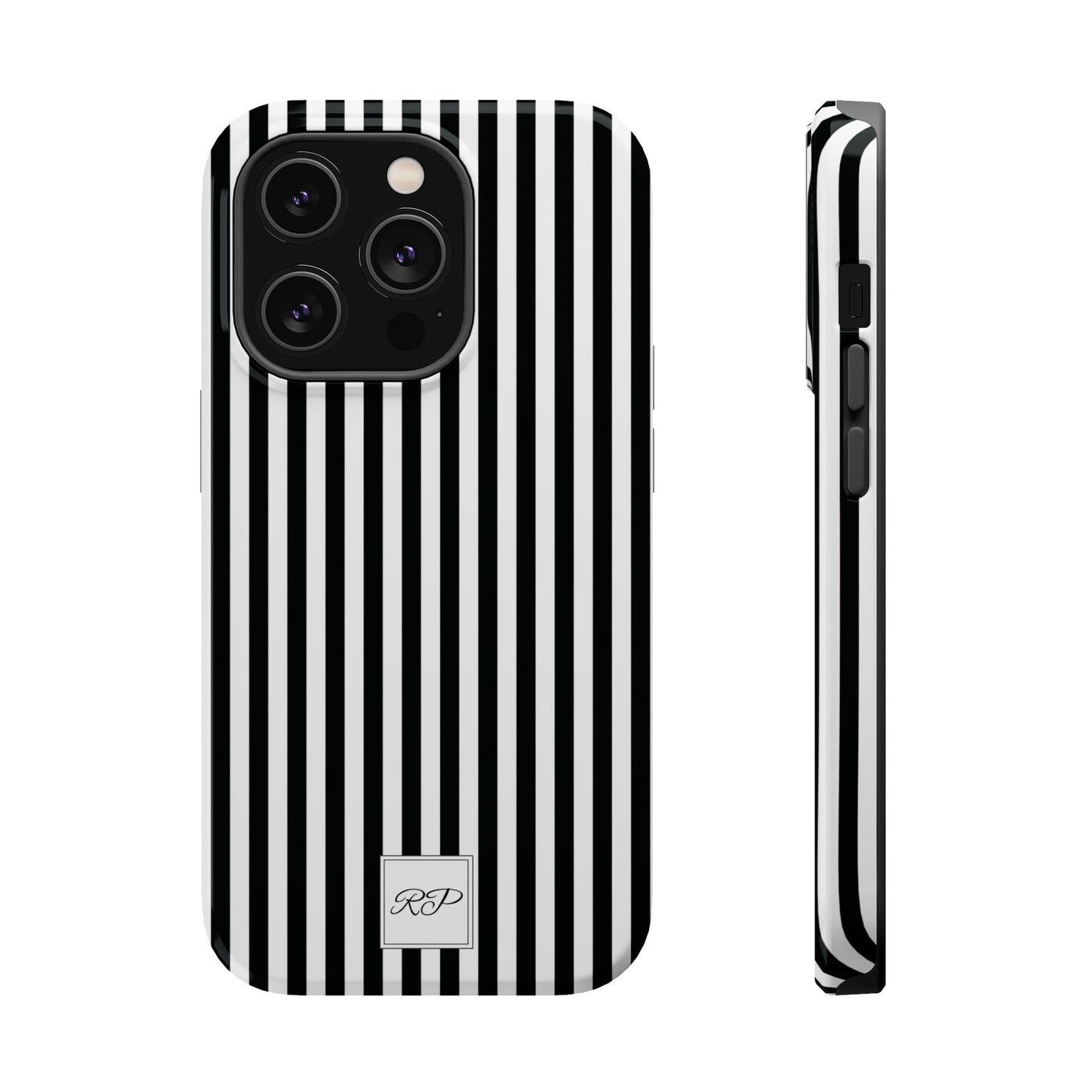 Custom Personalized Black White Striped Magsafe Phone Case for Iphone 17 - | iPhone 16 Pro Max Case | iPhone 15 Case Iphone 14 13 12 11 10 - Studio40ParkLane