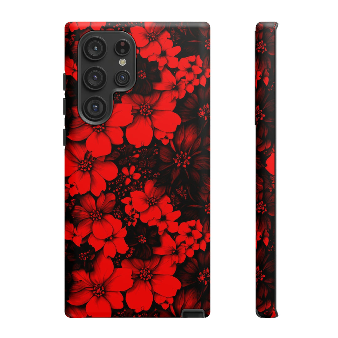 Cute Samsung Phone Case | Aesthetic Samsung Phone Case | Galaxy S23, S22, S21, S20 | Red Black Flowers, Protective Phone Case - Studio40ParkLane