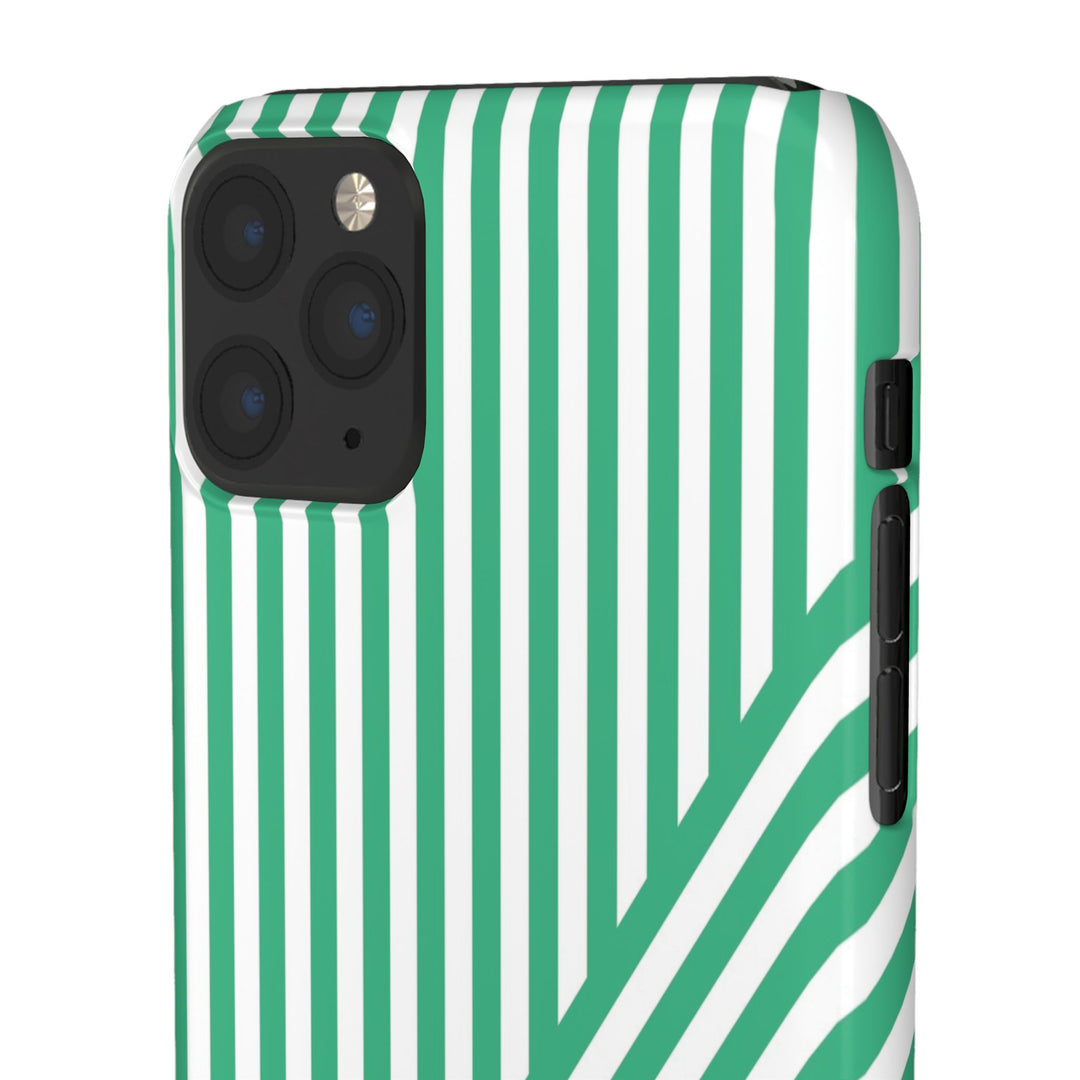 Aesthetic Emerald Stripes Cute Phone Case Sleek Snap - For iPhone 17 Pro Max iPhone 16 Pro iPhone 15 Iphone 14 Plus 13 Pro 12 11 10 Gift