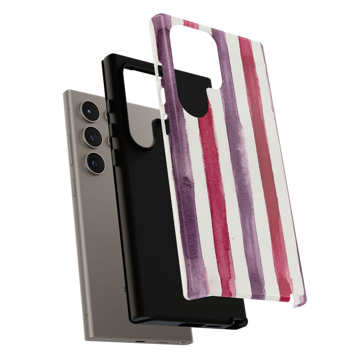 Tough Cute Wine Red Purple Stripes Phone Case, for IPhone 17 Pro Max | Iphone 17 Air, Iphone 16, IPhone 15, 14 13 12, Samsung Galaxy S26, S25, S24, S23 - Studio40ParkLane