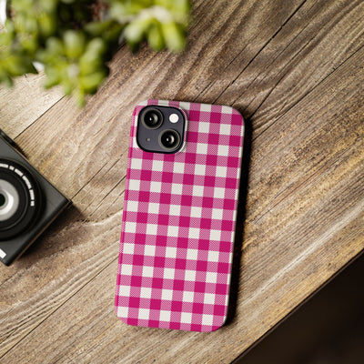 Slim Pink Gingham Gift for Her Cute Phone Cases for Iphone 16 Pro Max | iPhone 15 Case | iPhone 15 Pro Max Case, Iphone 14, 13, 12, 11, 10, 8, 7