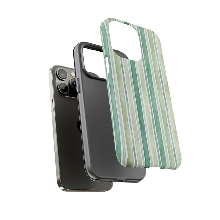 Aesthetic Tough Green Watercolor Stripes Premium Phone Case - For iPhone 17 Pro Max iPhone 16 Pro iPhone 15 Iphone 14 Plus 13 Pro 12 11 10 - Studio40ParkLane