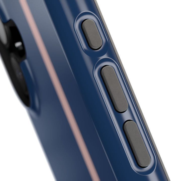 MagSafe Navy Blue Blush Pink Stripe Tough Phone Case iPhone 18 17 16 15 14 13 Pro Max Samsung Galaxy S26 Dual Layer Modern Luxury Cover - Studio40ParkLane