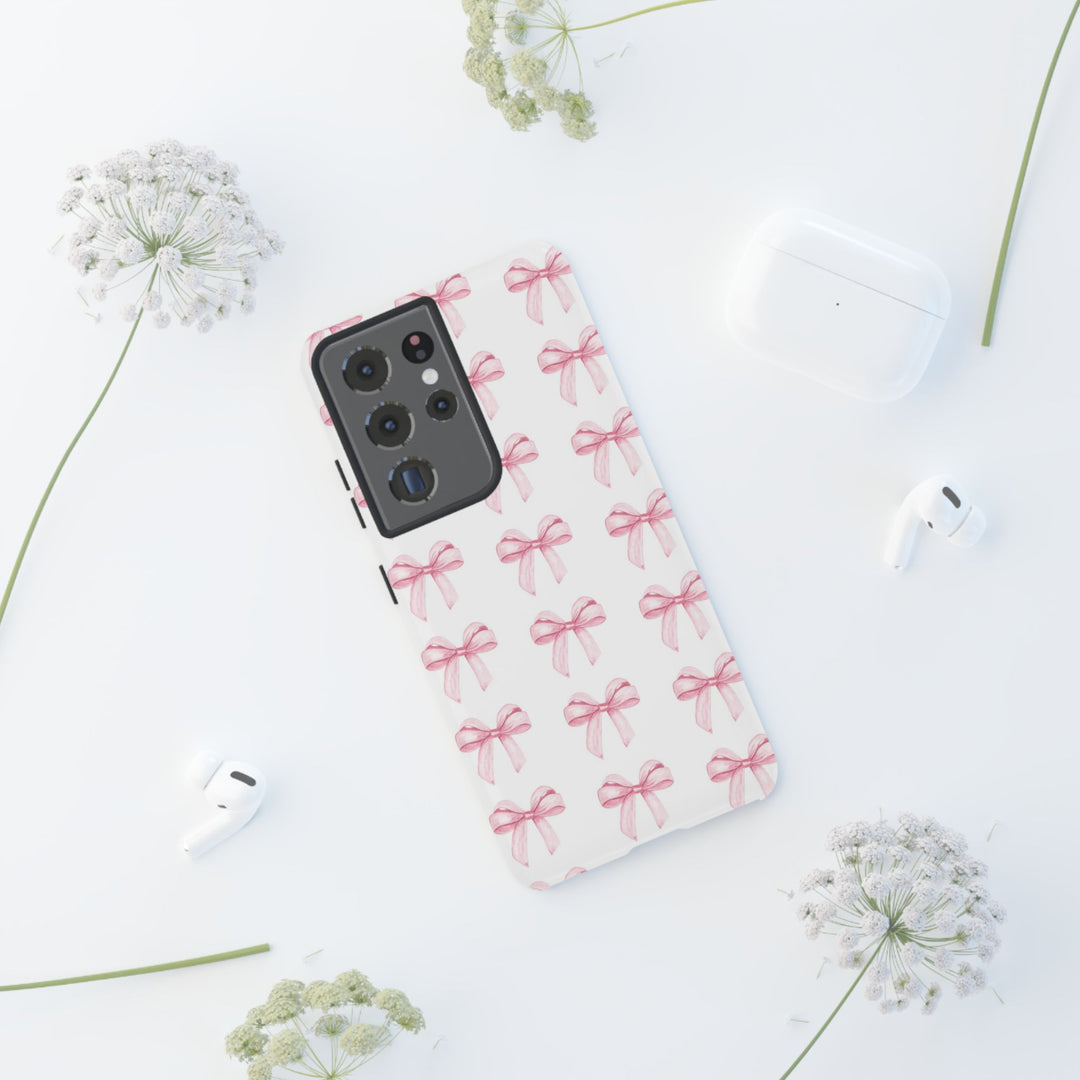 Pink Bows Cute Phone Case, for IPhone 16 Pro Max | Iphone 15, Iphone 14, IPhone 13 Case, 11 8 7, Samsung Galaxy S24, S23, S22, S21, 2 Layer Protection - Studio40ParkLane