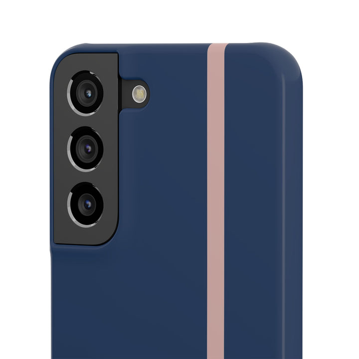 Sleek Navy Blue Pink Stripe Snap Phone Case for iPhone 18 17 16 15 14 13 Pro Max, Samsung Galaxy S26 S25 Ultra Lightweight Cute Phone Case - Studio40ParkLane
