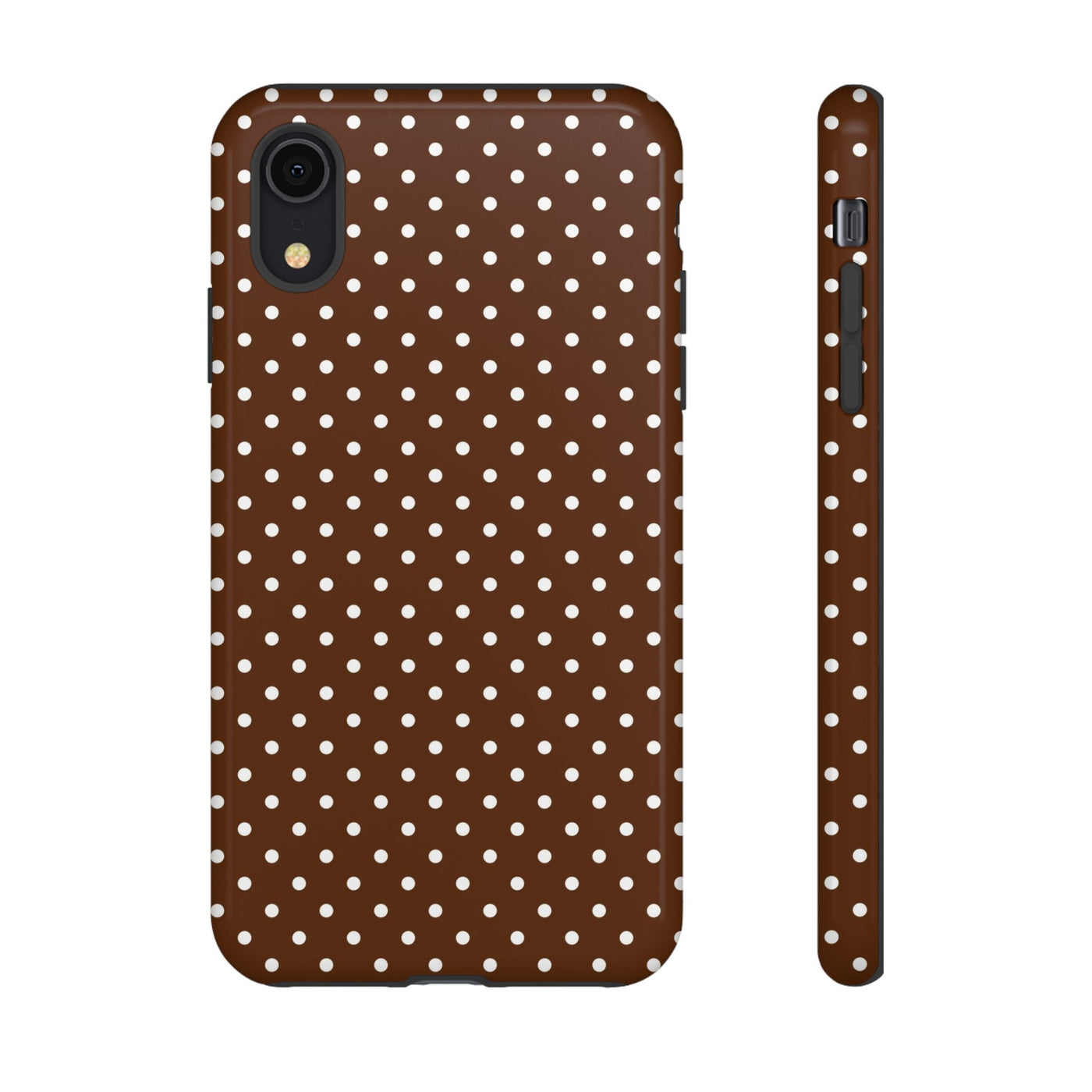 Aesthetic Tough Mocha Brown Polka Dots Premium Phone Case - For iPhone 17 Pro Max iPhone 16 Pro iPhone 15 Iphone 14 Plus 13 Pro 12 11 10 - Studio40ParkLane
