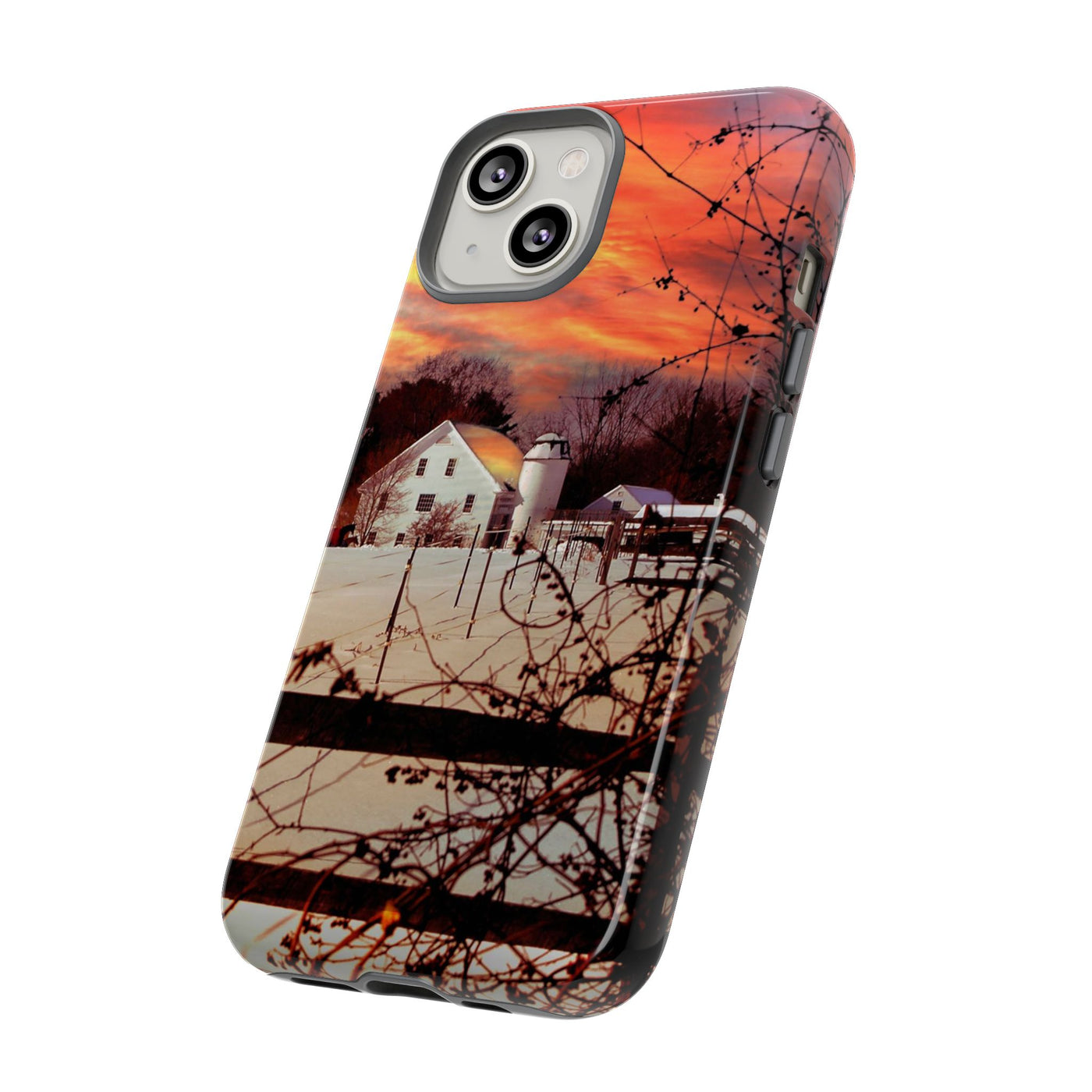 Impact Resistant, Winter Sunset Cute Phone Cases for Samsung S24, S23, S22, S21, IPhone 15 pro Iphone 14 pro Iphone 13 IPhone 12 Iphone 11