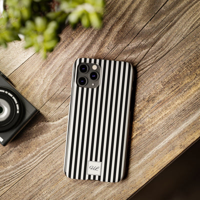Slim Custom Personalized Black White Striped Phone Case for Iphone 16 - | iPhone 15 Pro Max Case | iPhone 14 Case Iphone 13 12 11 10 9 8 - Studio40ParkLane