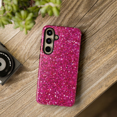 Faux Muted Pink Play on Glitter Effect Cute Phone Case, for IPhone 16 pro Max | Iphone 15, Iphone 14, IPhone 13 Case, 11 8 7, Samsung Galaxy S24, S23, S22, S21, 2 Layer Protection