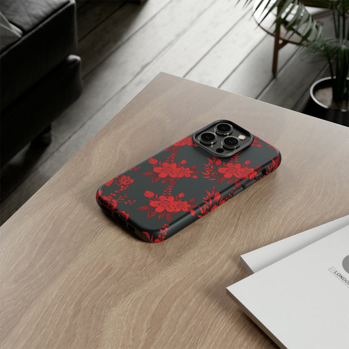 Cute IPhone Case | Red Black Flowers, iPhone 15 Case | iPhone 15 Pro Case, Iphone 14 Case, Iphone 14 Pro Max Case, Protective Iphone Case - Studio40ParkLane