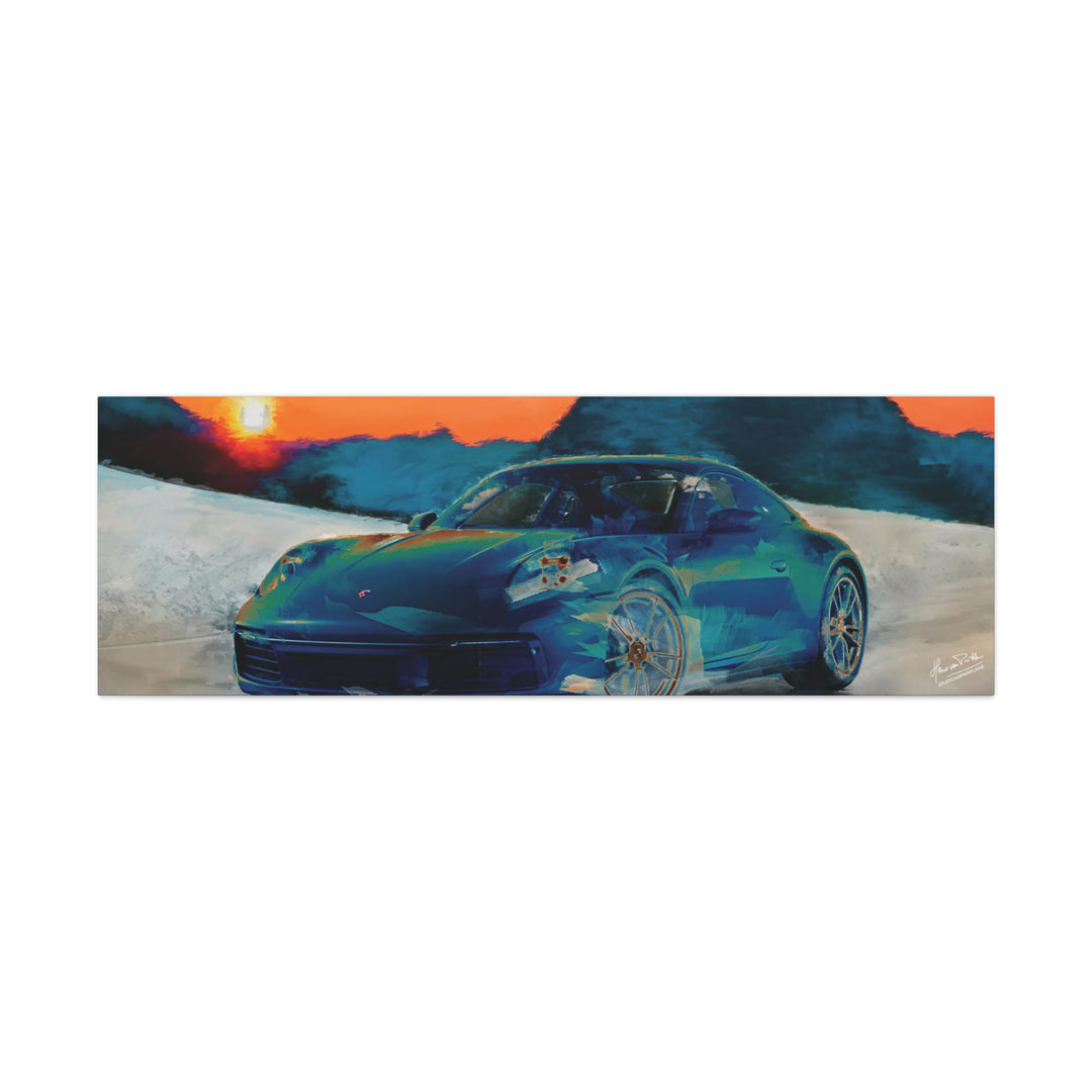 Porsche Wall Art on Canvas Print Gallery Wrapped - Gorgeous Porsche 911 Carrera Wall Art - Set in the mountains with a Sunset - Home Decor - Studio40ParkLane