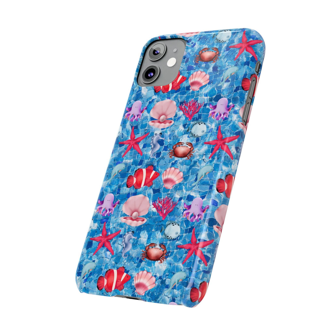 Slim Cute Phone Cases for Iphone - | iPhone 15 Case | iPhone 15 Pro Max Case, Iphone 14 Case, Iphone 14 Pro Max, Iphone 13, Blue Red Under Sea - Studio40ParkLane