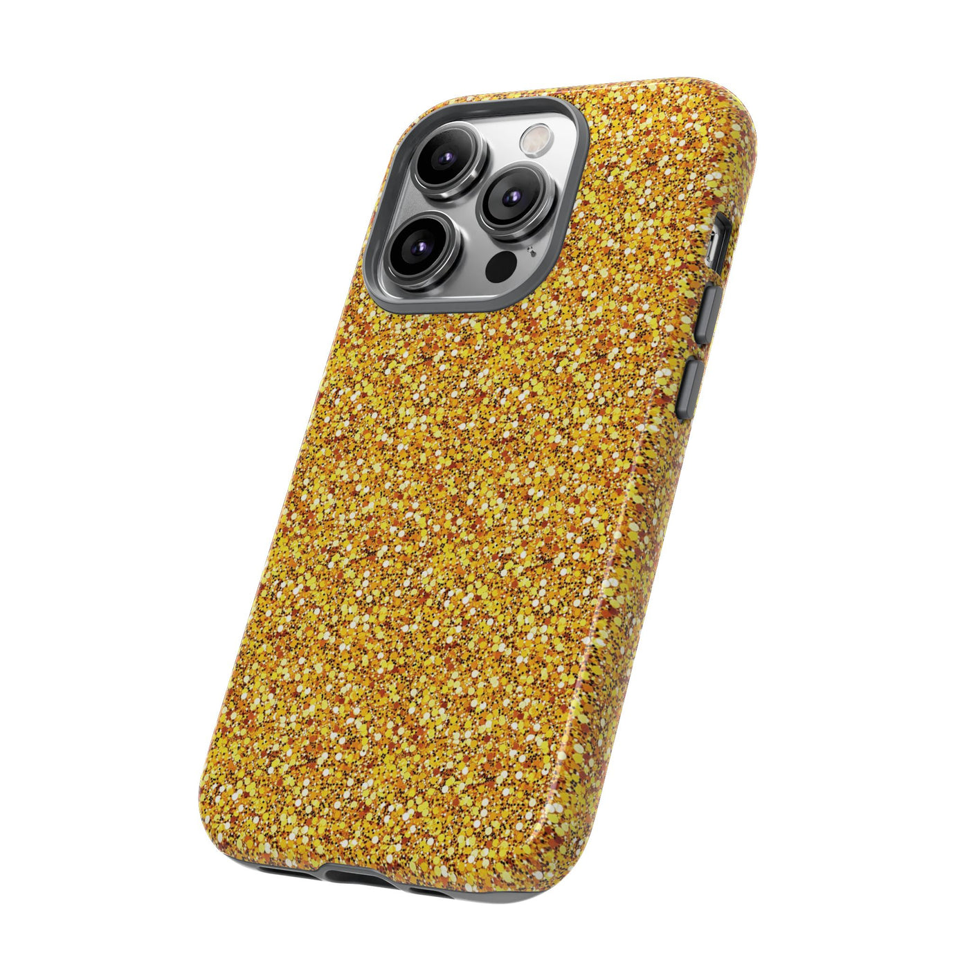 Chic Gold Faux Play on Glitter Effect Cute Phone Case, for IPhone 16 pro Max | Iphone 15, Iphone 14, IPhone 13 Case, 11 8 7, Samsung Galaxy S24, S23, S22, S21, 2 Layer Protection