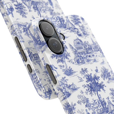 Snap Blue Vintage French Toile Cute Phone Cases for Samsung Galaxy S24, S23, S22, S21, S20, Plus, Ultra, Iphone 16, 15, 14, Pro and Max