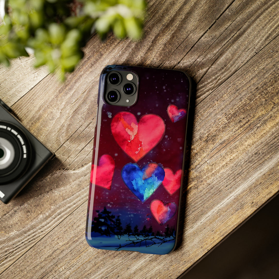 Slim Cute Phone Cases for Iphones - | iPhone 15 Case | iPhone 15 Pro Max Case, Iphone 14 Case, Iphone 14 Pro Max, Iphone 13, Night Sky Hearts Love - Studio40ParkLane