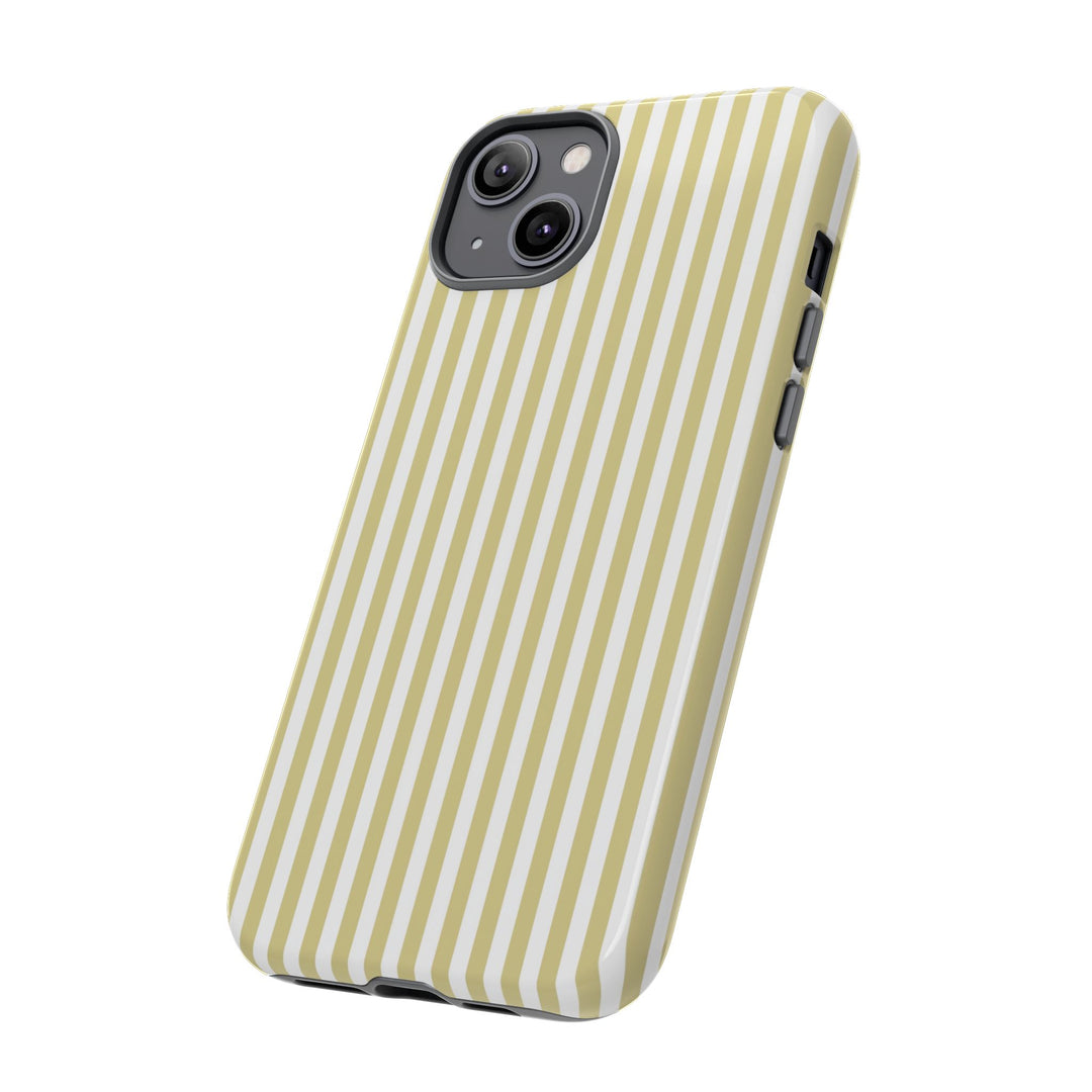 Tough Premium Soft Yellow Stripes Phone Case Gift for Her - For Apple iPhone 16 Pro Max 16e iPhone 15 Pro iPhone Iphone 14 Plus 13 Pro 12 SE XR - Studio40ParkLane