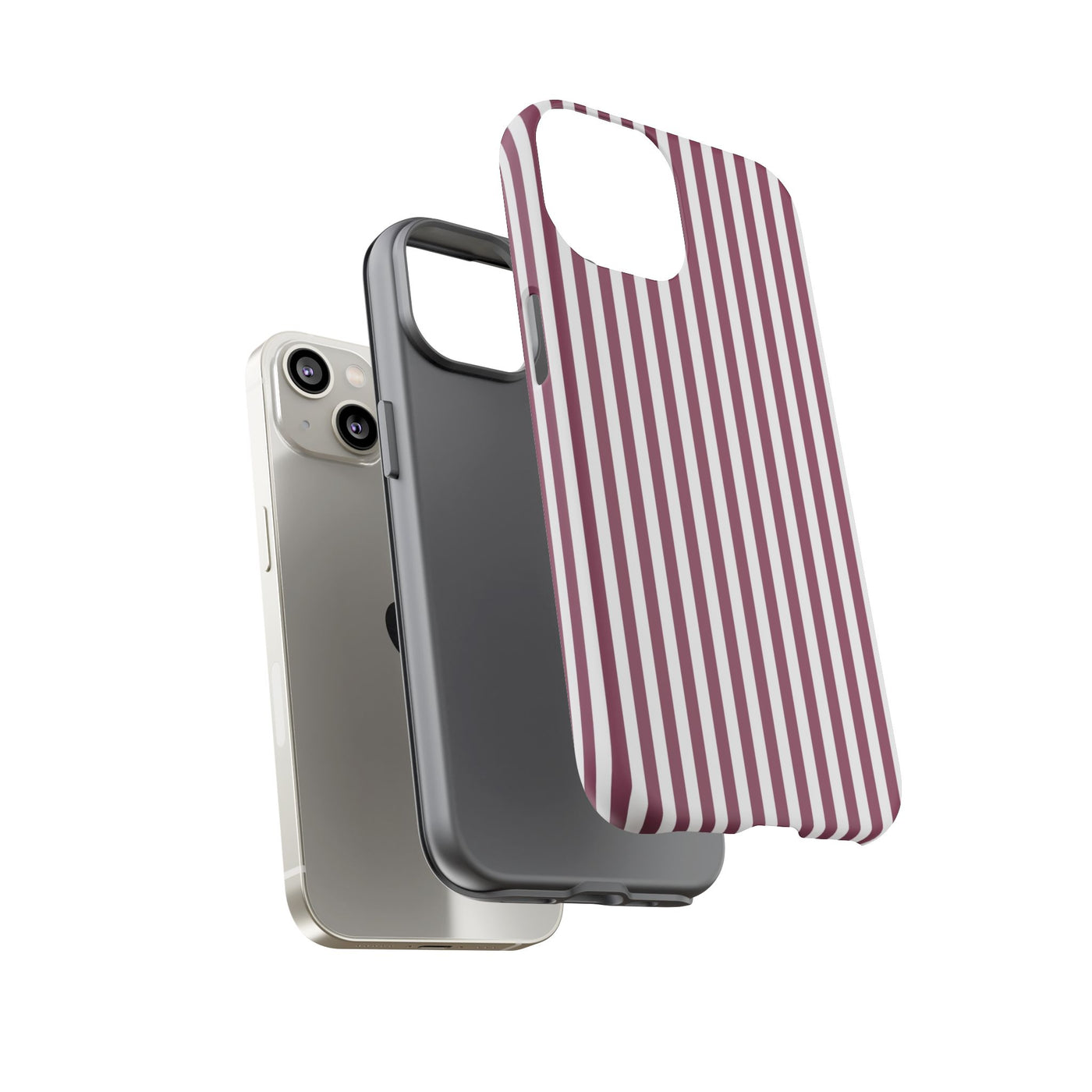 Tough Premium Old Claret Stripes Phone Case Gift for Her - For Apple iPhone 16 Pro Max 16e iPhone 15 Pro iPhone Iphone 14 Plus 13 Pro 12 SE XR - Studio40ParkLane