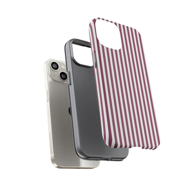 Tough Premium Old Claret Stripes Phone Case Gift for Her - For Apple iPhone 16 Pro Max 16e iPhone 15 Pro iPhone Iphone 14 Plus 13 Pro 12 SE XR - Studio40ParkLane