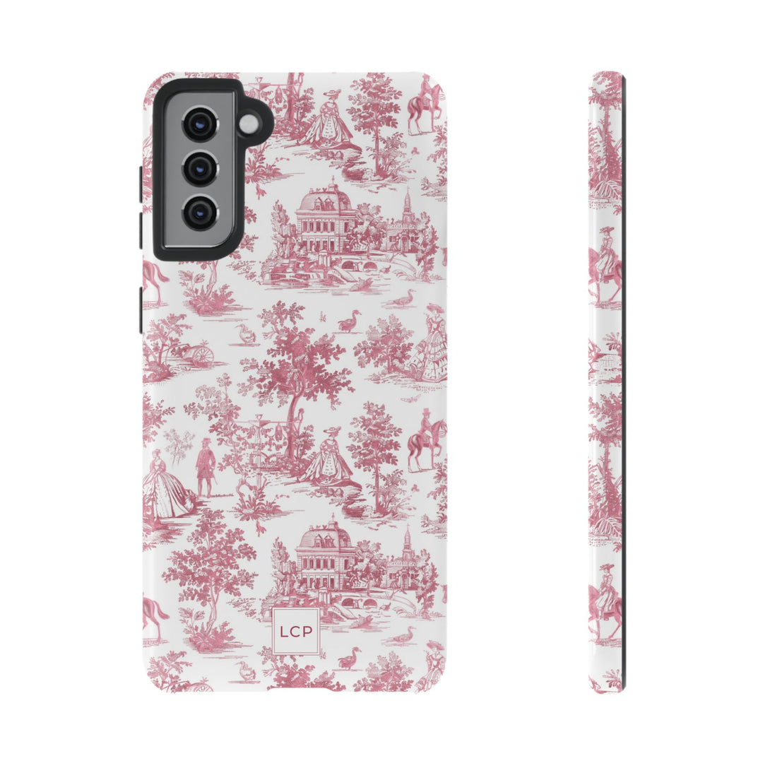 Personalized Custom French Toile Tough Cute Phone Case For Apple iPhone 18, 17, 16, 15 14, Pro Max, Samsung Galaxy S26, S25, S24 Plus Ultra