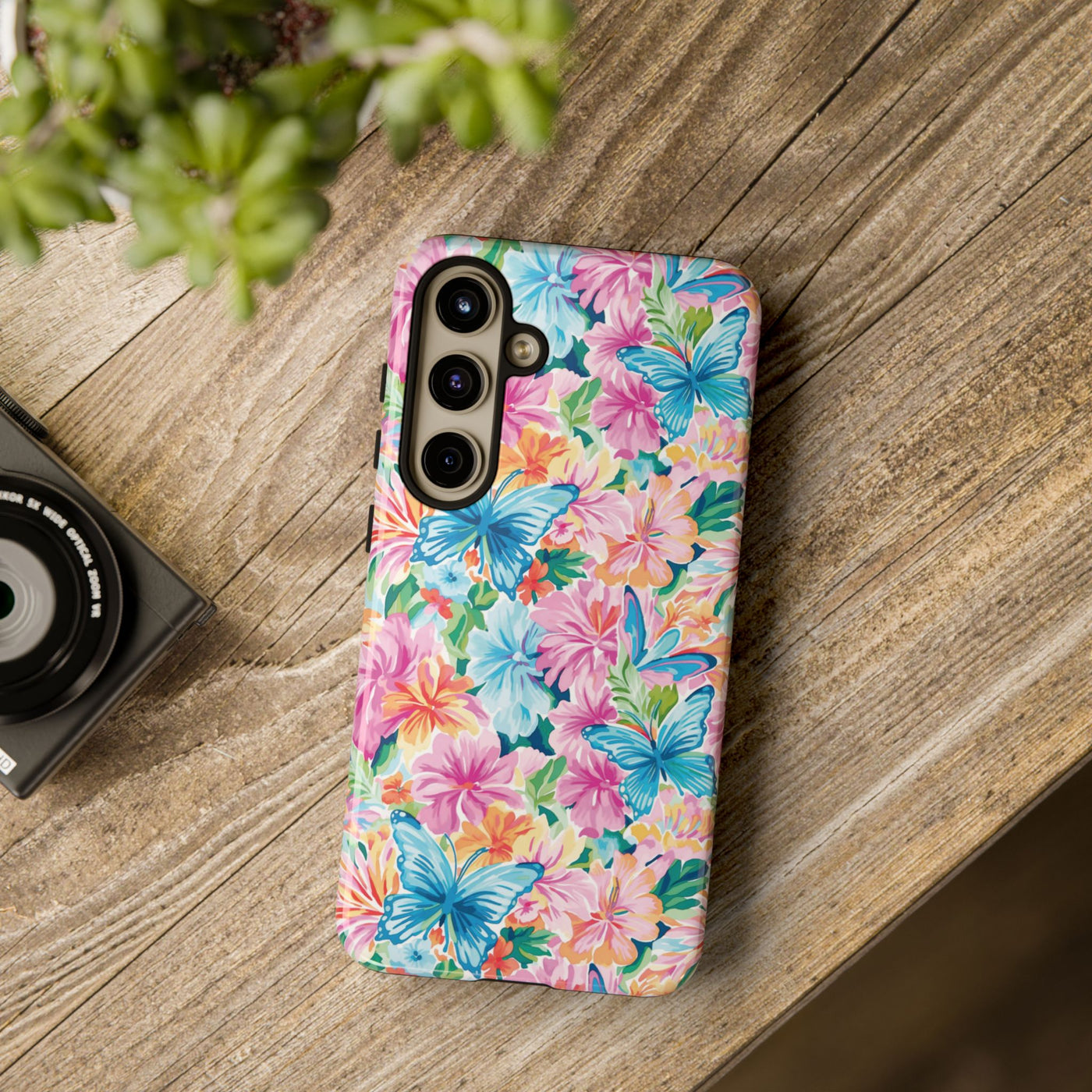Premium Tough Butterflies Flowers Cute Phone Cases for Samsung S24, S23, S22, S21, S20, Plus and Ultra, Iphone 16 Pro Max,15, 14, 13, 12, 11, 10