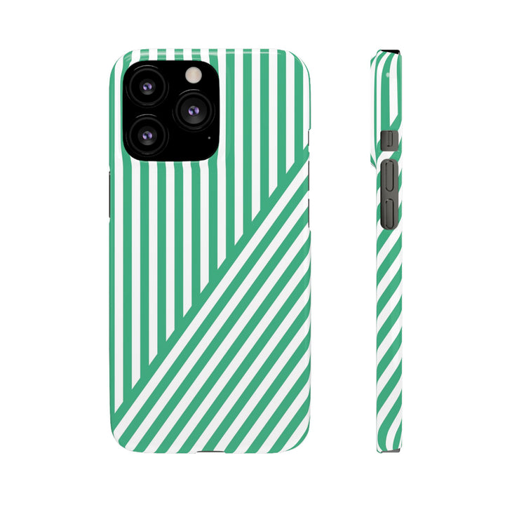 Aesthetic Emerald Stripes Cute Phone Case Sleek Snap - For iPhone 17 Pro Max iPhone 16 Pro iPhone 15 Iphone 14 Plus 13 Pro 12 11 10 Gift