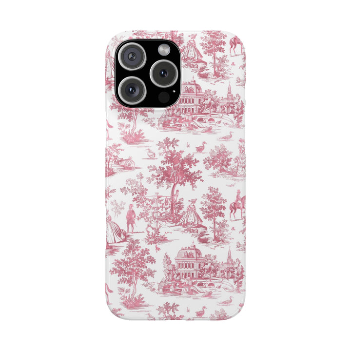 Slim Pink Vintage French Toile Cute Phone Cases for Iphone 16 Pro Max | iPhone 15 Case | iPhone 15 Pro Max Case, Iphone 14, Iphone 14 Pro Max, Iphone 13 12 11 8 7 - Studio40ParkLane