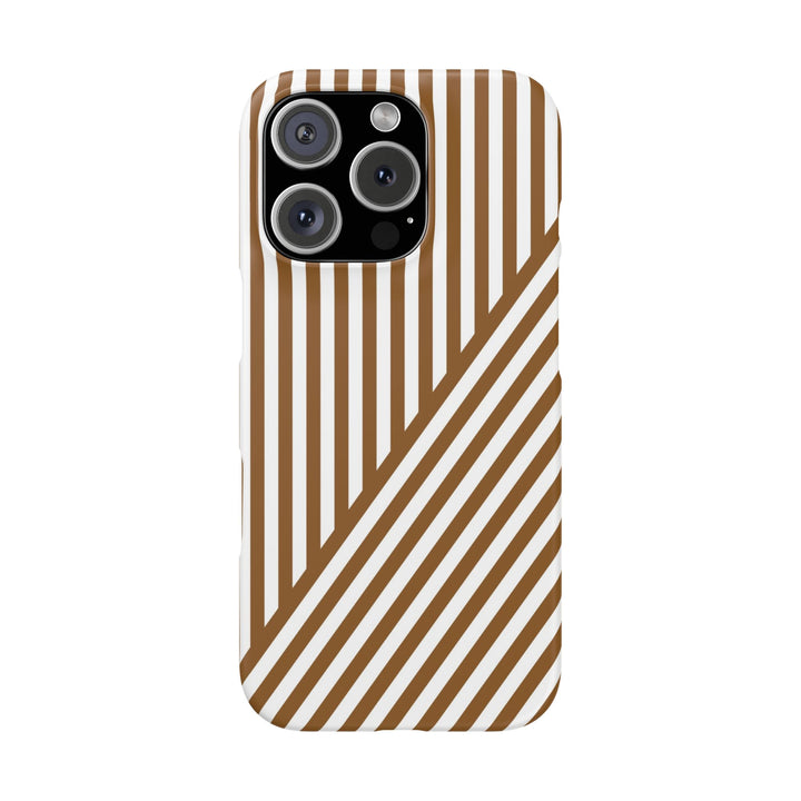 Aesthetic Mocha Brown Stripes Cute Phone Case Sleek Snap - For iPhone 17 Pro Max iPhone 16 Pro iPhone 15 Iphone 14 Plus 13 Pro 12 11 10 Gift - Studio40ParkLane