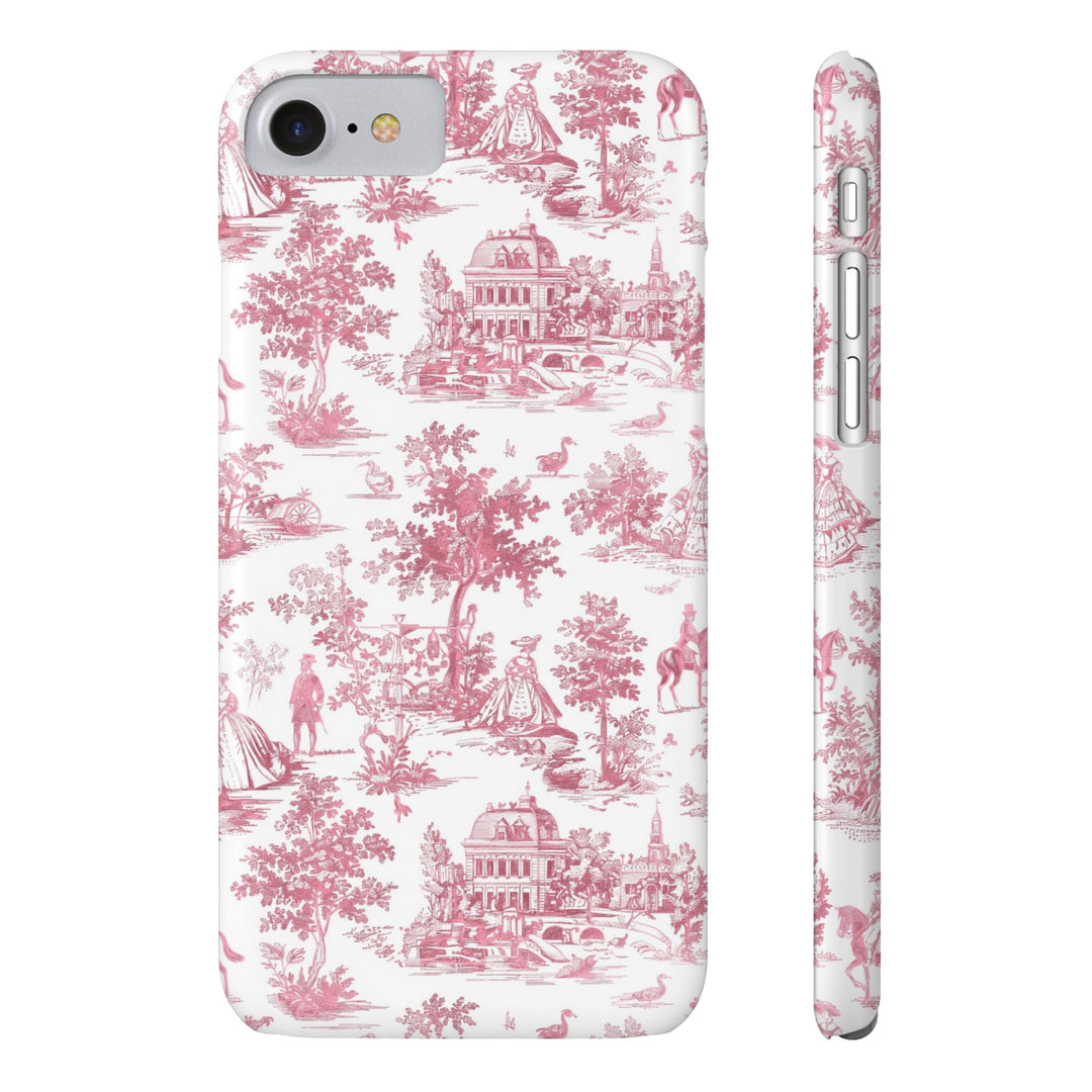 Slim Pink Vintage French Toile Cute Phone Cases for Iphone 16 Pro Max | iPhone 15 Case | iPhone 15 Pro Max Case, Iphone 14, Iphone 14 Pro Max, Iphone 13 12 11 8 7 - Studio40ParkLane