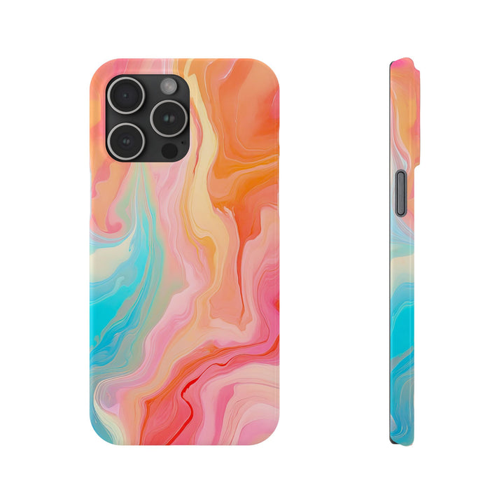 Slim Blue Pink Orange Marbled Cute Phone Cases for Iphone 16 Pro Max | iPhone 15 Case | iPhone 15 Pro Max Case, Iphone 14, Iphone 14 Pro Max, Iphone 13 12 11 8 7 - Studio40ParkLane