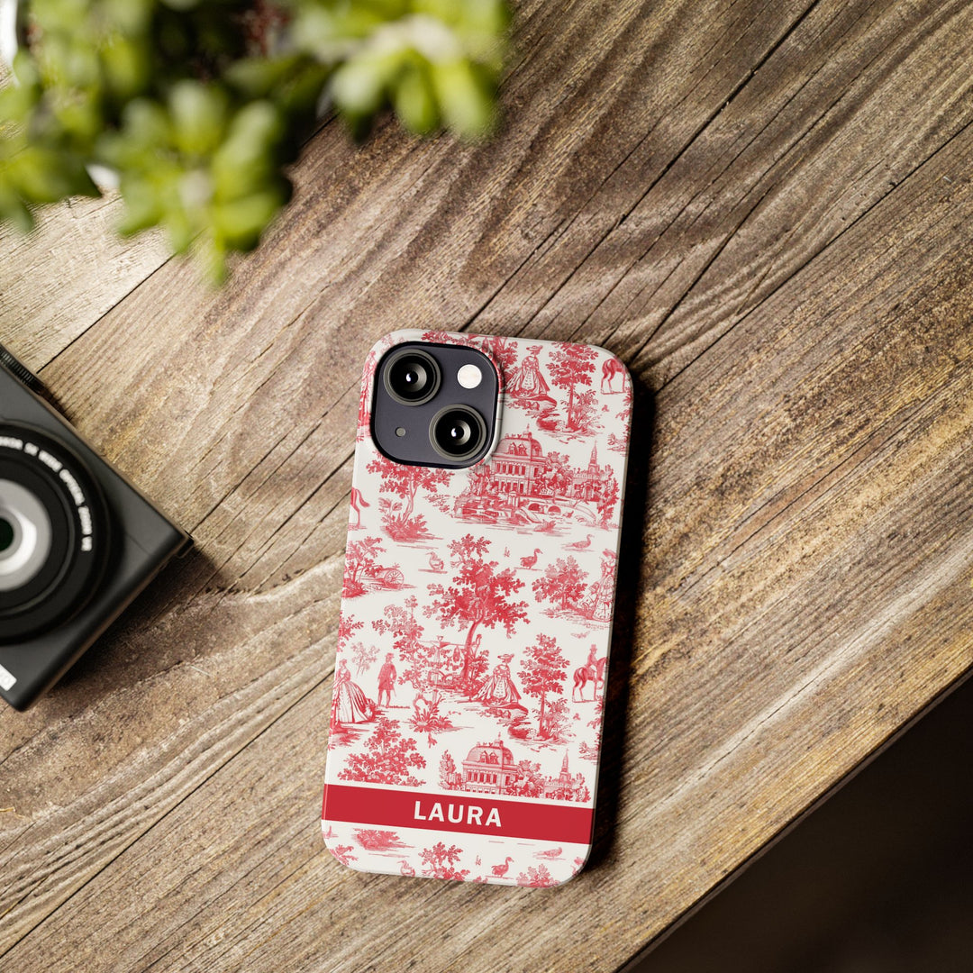 Slim French Toile Personalized Initial Custom Gift for Her Cute Phone Cases for Iphone 16 Pro Max | iPhone 15 Case | iPhone 15 Pro Max Case, Iphone 14, 13, 12, 11, 10, 8, 7 - Studio40ParkLane