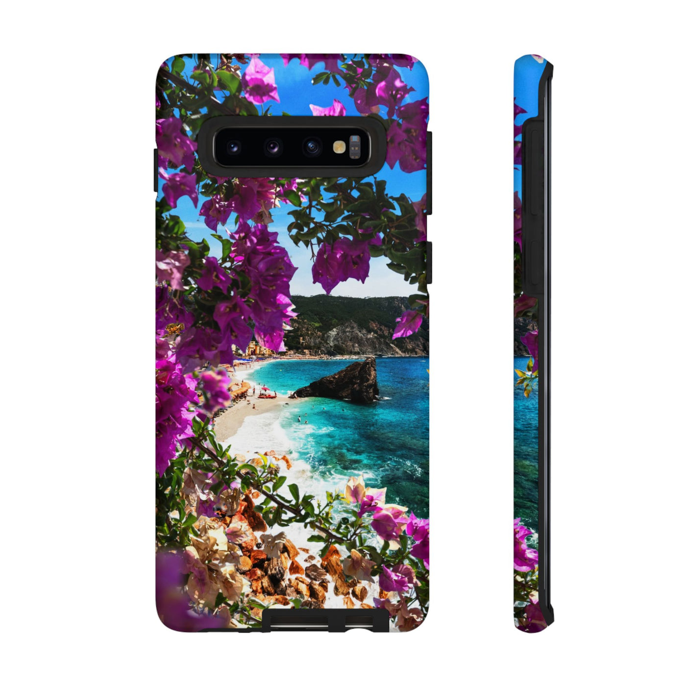 Impact Resistant, Bougainvillea Seaview, Cute Phone Cases for Samsung S24, S23, S22, S21, IPhone 15 pro Iphone 14 pro Iphone 13 IPhone 12 Iphone 11