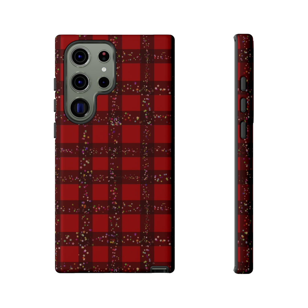 Samsung Phone Cases, Designer Samsung Galaxy S23 Phone Case, Samsung S22 Case, Samsung S21 Case, Samsung S20 Case, Red Festive Plaid - Studio40ParkLane