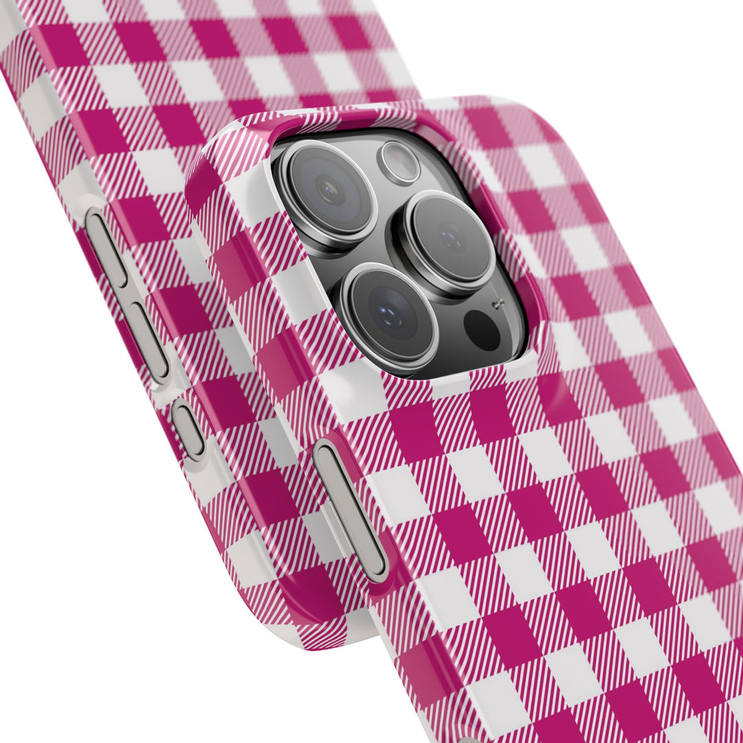 Slim Pink Gingham Gift for Her Cute Phone Cases for Iphone 16 Pro Max | iPhone 15 Case | iPhone 15 Pro Max Case, Iphone 14, 13, 12, 11, 10, 8, 7 - Studio40ParkLane