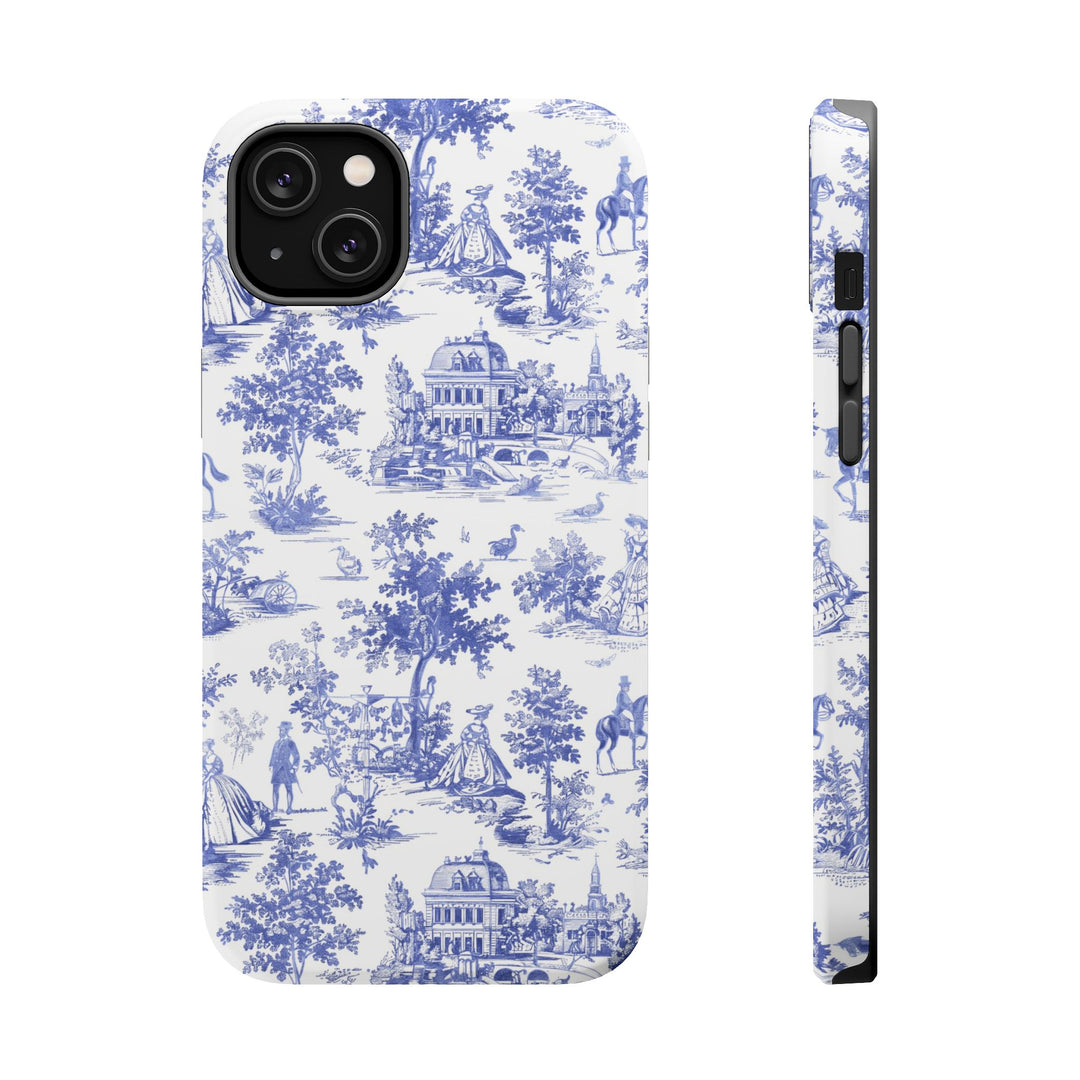 Blue Toile Magnetic Impact-Resistant Cute Phone Case for Iphone 16, iPhone 15 Pro Max Plus 14, 13, 12, 11 Gift for her - Studio40ParkLane