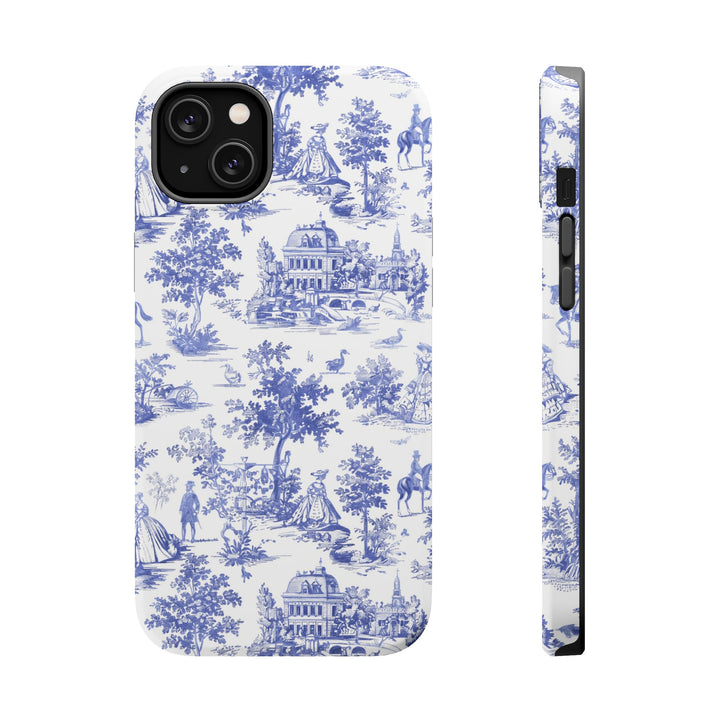 Blue Toile Magnetic Impact-Resistant Cute Phone Case for Iphone 16, iPhone 15 Pro Max Plus 14, 13, 12, 11 Gift for her - Studio40ParkLane