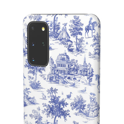 Snap Blue Vintage French Toile Cute Phone Cases for Samsung Galaxy S24, S23, S22, S21, S20, Plus, Ultra, Iphone 16, 15, 14, Pro and Max