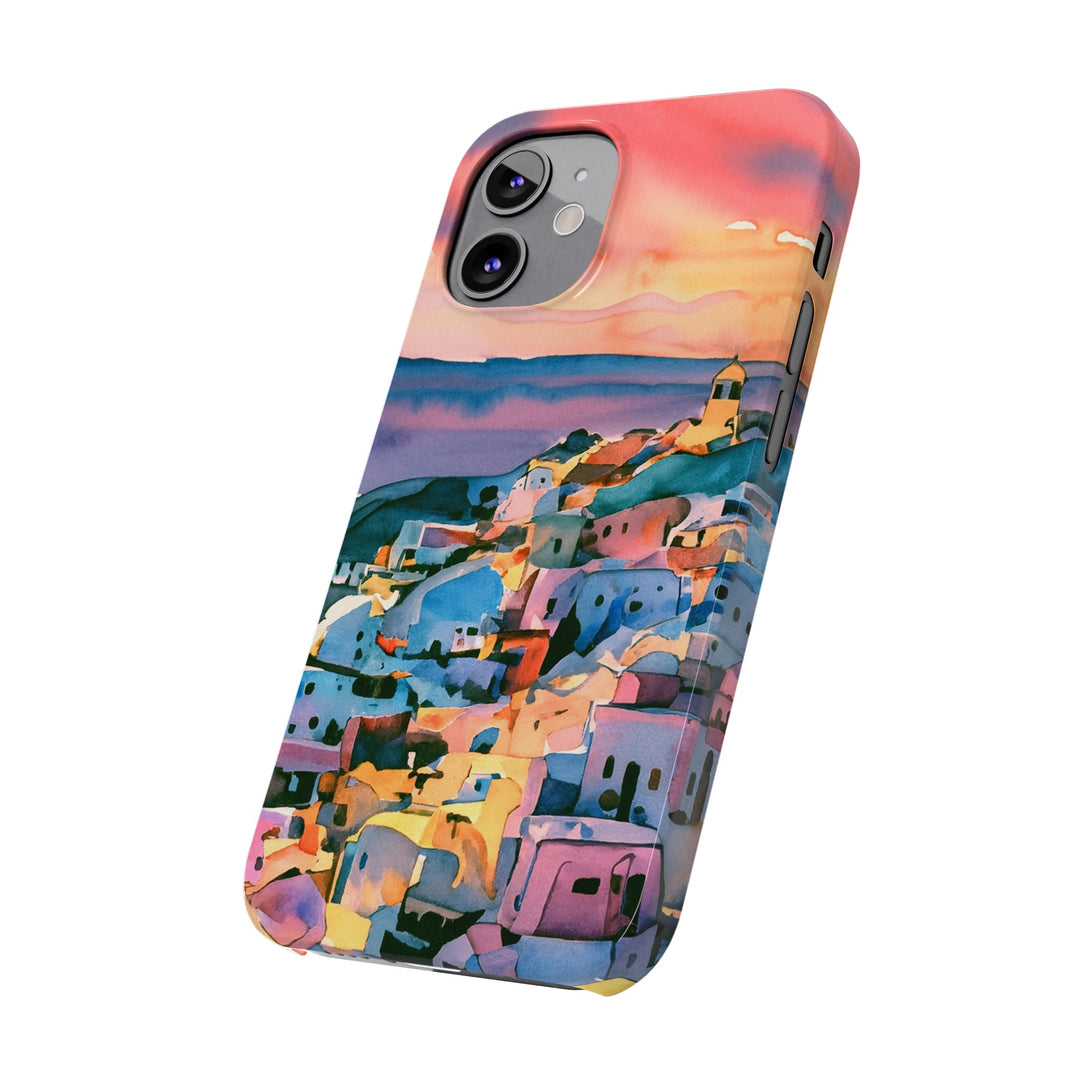 Slim Cute Phone Cases for Iphone | iPhone 15 Case | iPhone 15 Pro Max Case, Iphone 14, Iphone 14 Pro Max, Iphone 13, Colorful Greek House Watercolor - Studio40ParkLane