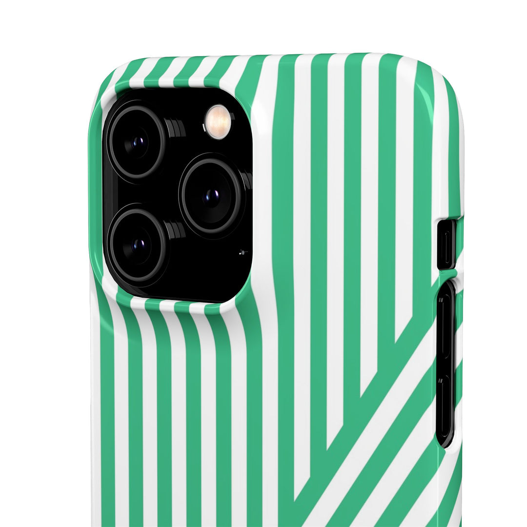 Aesthetic Emerald Stripes Cute Phone Case Sleek Snap - For iPhone 17 Pro Max iPhone 16 Pro iPhone 15 Iphone 14 Plus 13 Pro 12 11 10 Gift