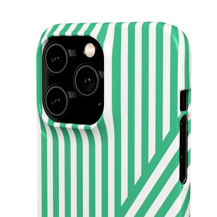 Aesthetic Emerald Stripes Cute Phone Case Sleek Snap - For iPhone 17 Pro Max iPhone 16 Pro iPhone 15 Iphone 14 Plus 13 Pro 12 11 10 Gift