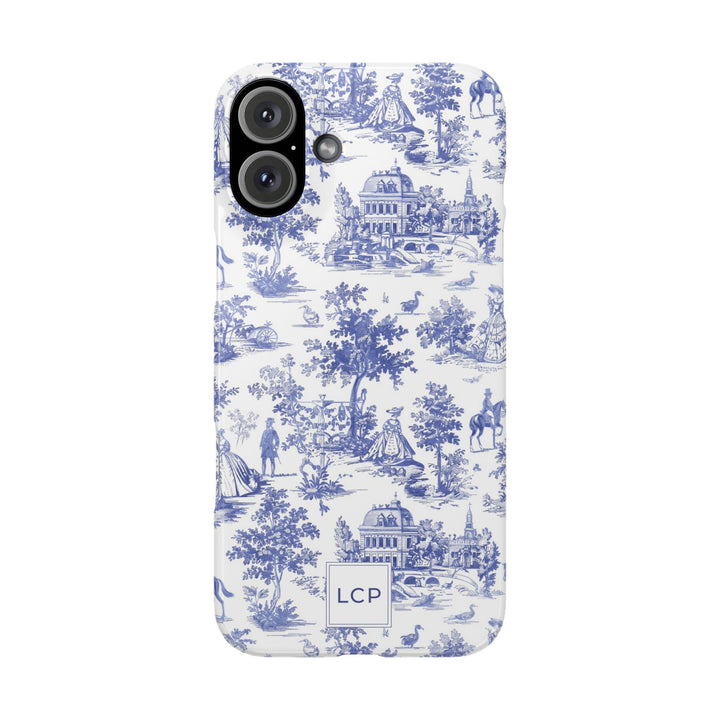 Slim Personalized Slim Blue Vintage French Toile Cute Phone Cases for Iphone 16 Pro Max | iPhone 15 Case | iPhone 15 Pro Max Case, Iphone 14, Iphone 14 Pro Max, Iphone 13 12 11 8 7 - Studio40ParkLane