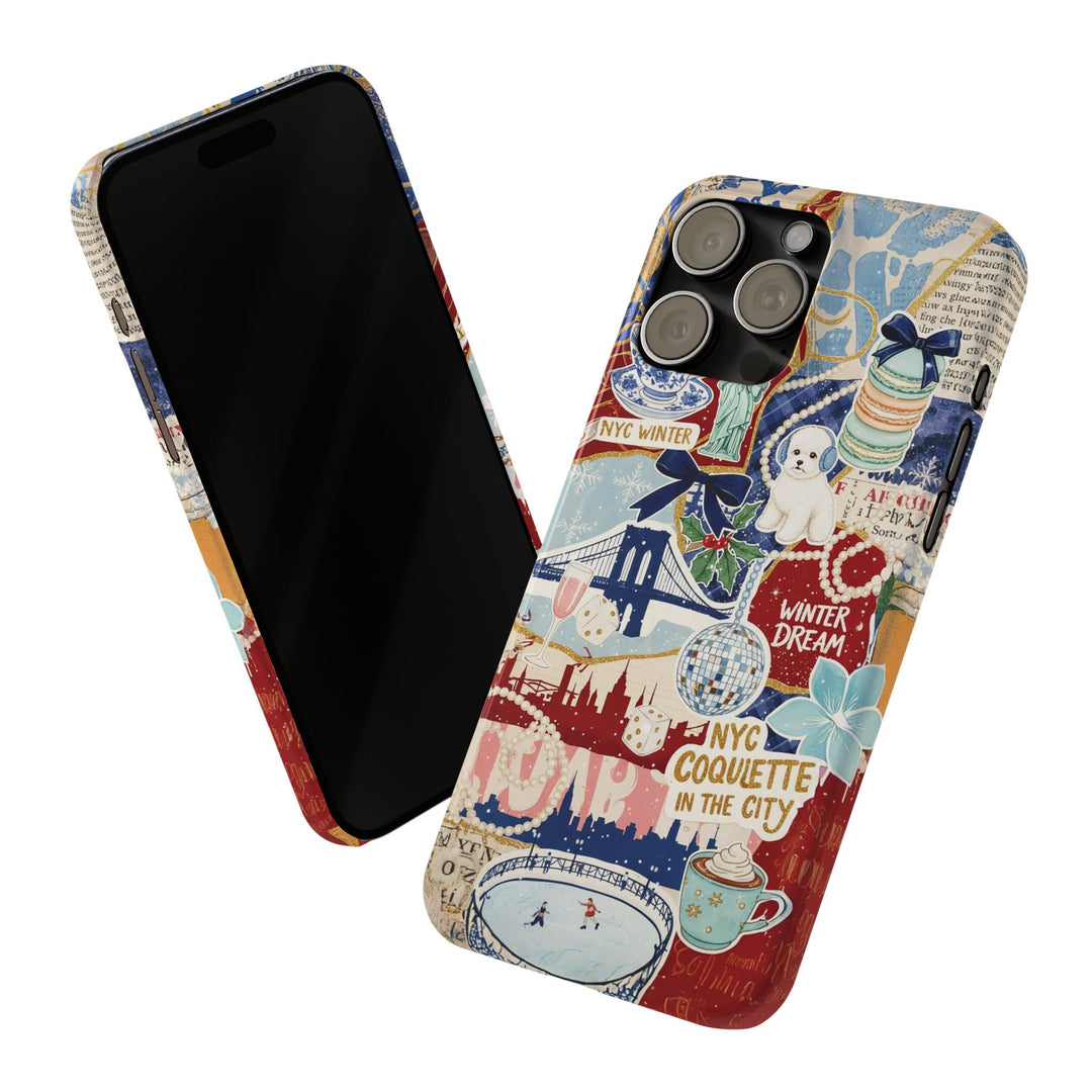 Slim New York Winter Coquette Collage Cute Phone Case for Iphone 16 - | iPhone 15 Pro Max Case | iPhone 14 Case Iphone 13 12 11 10 9 8 7 X - Studio40ParkLane
